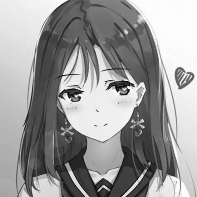 JK漫画黑白女生头像图片
