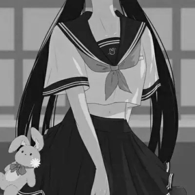 JK漫画黑白女生头像图片