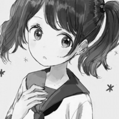 JK漫画黑白女生头像图片
