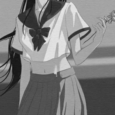 JK漫画黑白女生头像图片