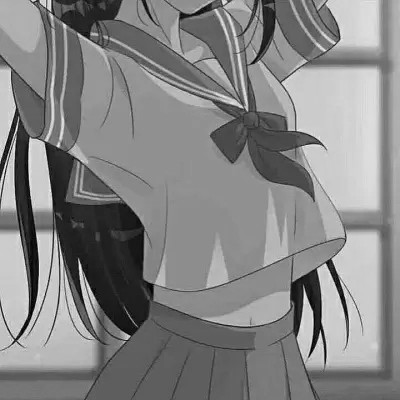 JK漫画黑白女生头像图片