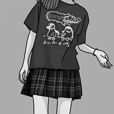 JK漫画黑白女生头像图片