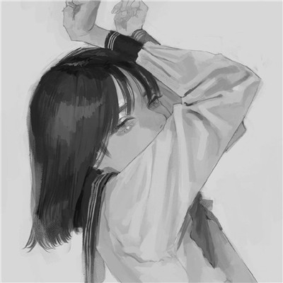JK漫画黑白女生头像图片