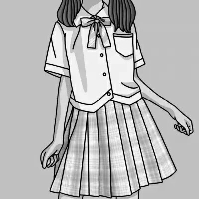 JK漫画黑白女生头像图片