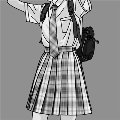 JK漫画黑白女生头像图片