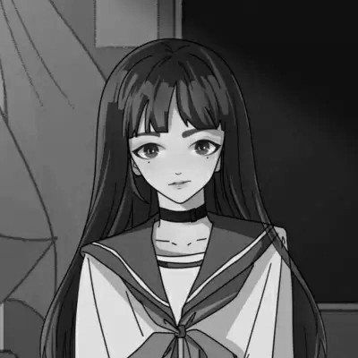 JK漫画黑白女生头像图片