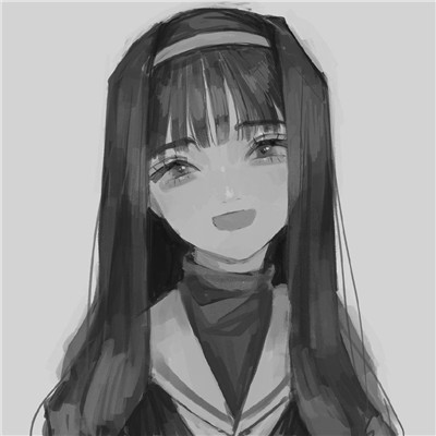 JK漫画黑白女生头像图片