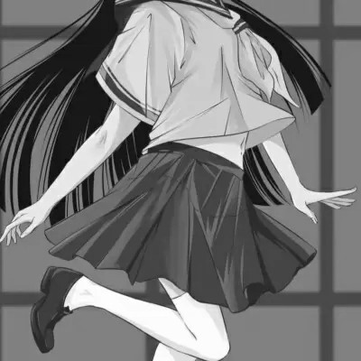 JK漫画黑白女生头像图片