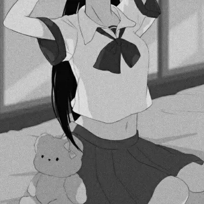 JK漫画黑白女生头像图片