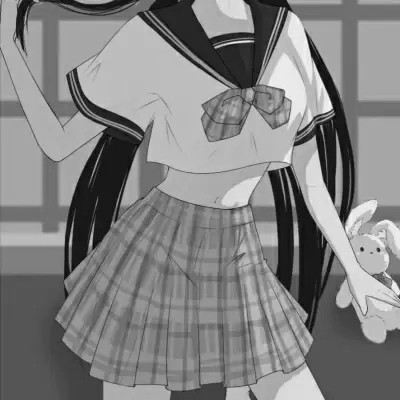 JK漫画黑白女生头像图片