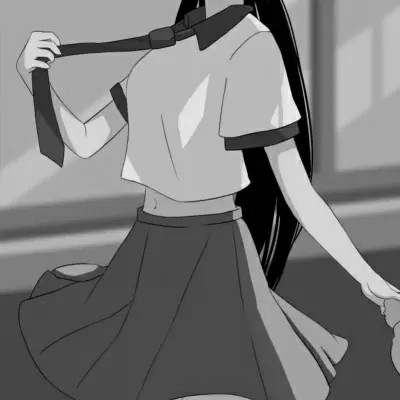 JK漫画黑白女生头像图片