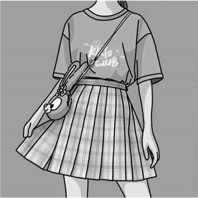 JK漫画黑白女生头像图片
