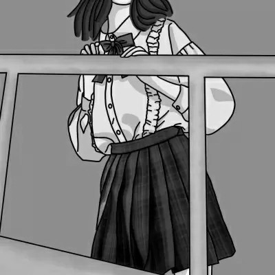 JK漫画黑白女生头像图片