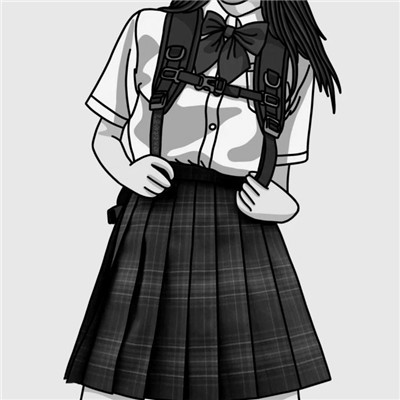 JK漫画黑白女生头像图片