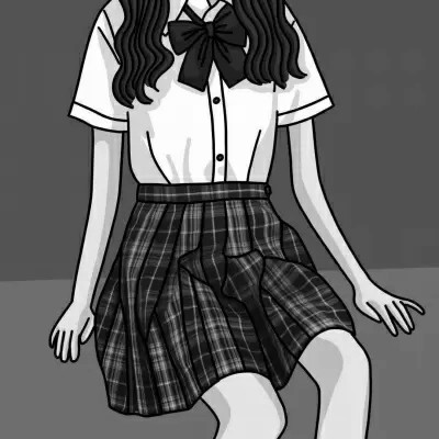 JK漫画黑白女生头像图片