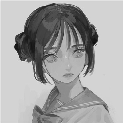 JK漫画黑白女生头像图片