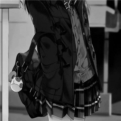 JK漫画黑白女生头像图片