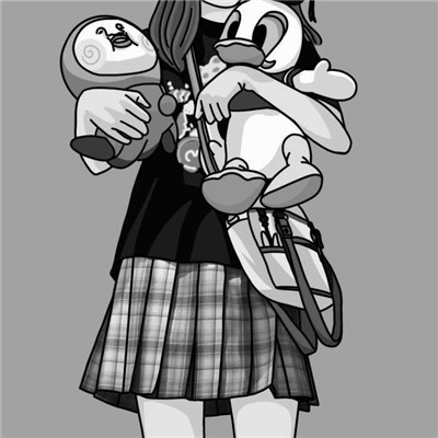 JK漫画黑白女生头像图片