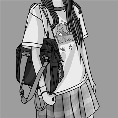 JK漫画黑白女生头像图片