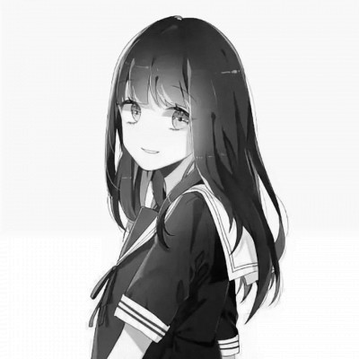 JK漫画黑白女生头像图片