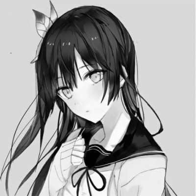 JK漫画黑白女生头像图片