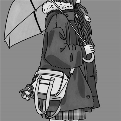 JK漫画黑白女生头像图片
