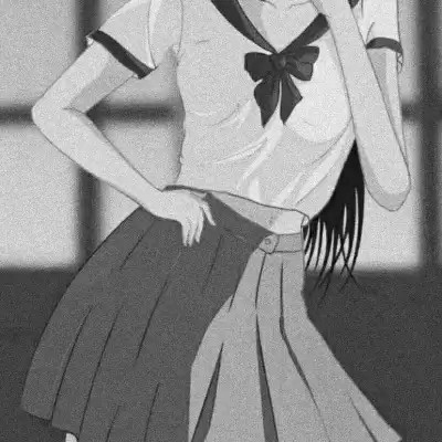 JK漫画黑白女生头像图片