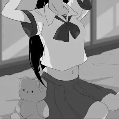 JK漫画黑白女生头像图片