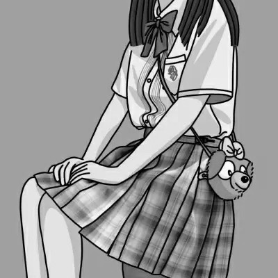JK漫画黑白女生头像图片