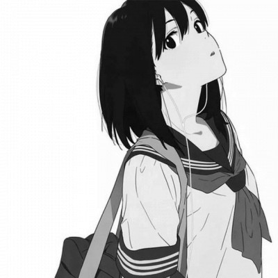 JK漫画黑白女生头像图片