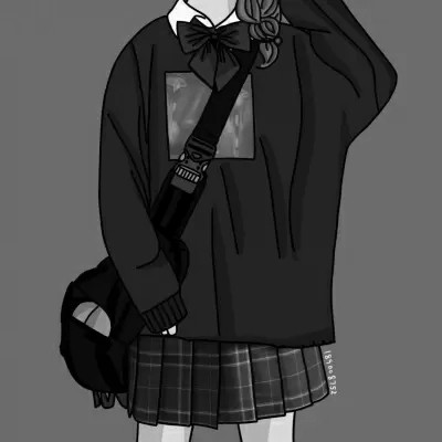 JK漫画黑白女生头像图片