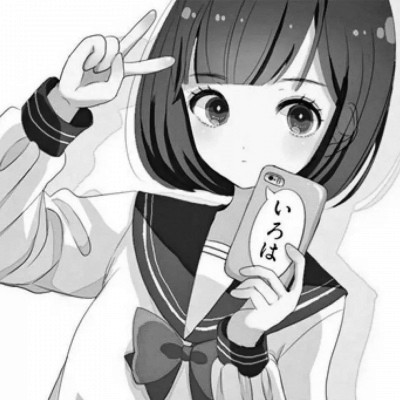 JK漫画黑白女生头像图片