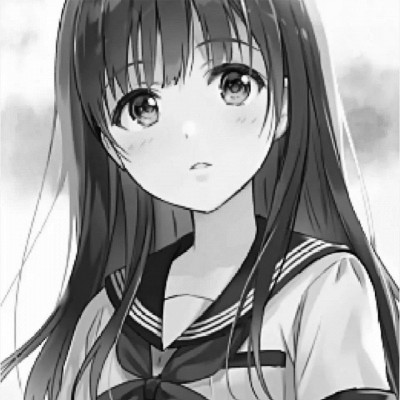 JK漫画黑白女生头像图片