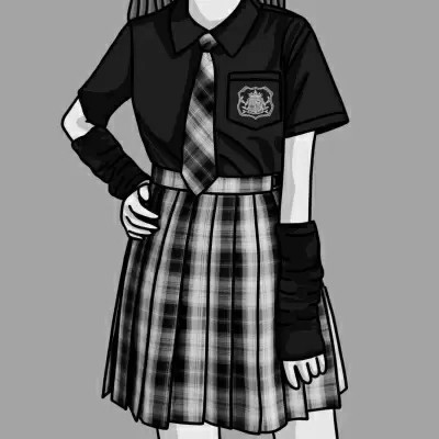 JK漫画黑白女生头像图片