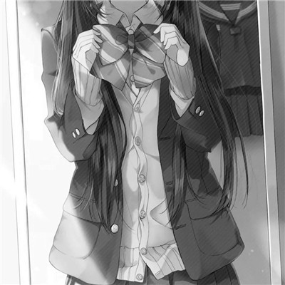 JK漫画黑白女生头像图片