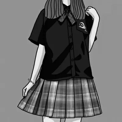 JK漫画黑白女生头像图片