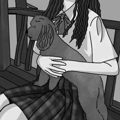 JK漫画黑白女生头像图片