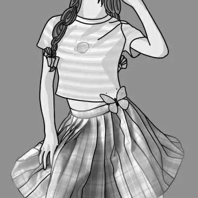 JK漫画黑白女生头像图片
