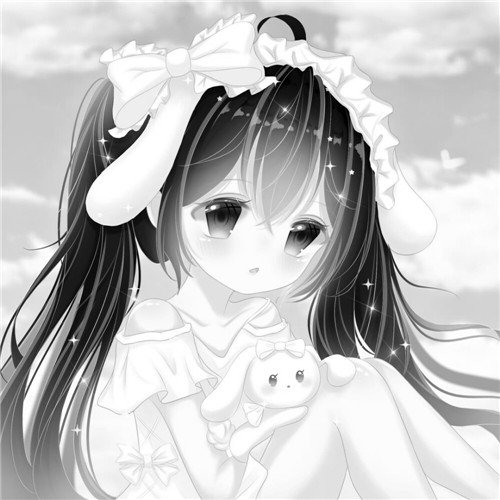 少女心可爱爆棚的头像动漫黑白图片
