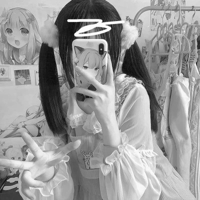 qq头像女生黑白少女高清图片