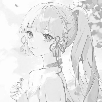可爱女生头像高清黑白动漫图片