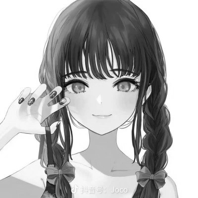 可爱女生头像动漫黑白高清图片