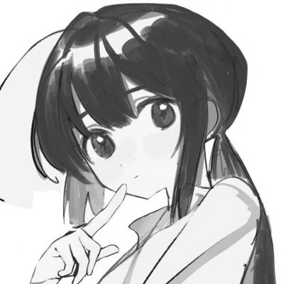 可爱女生头像动漫黑白高清图片