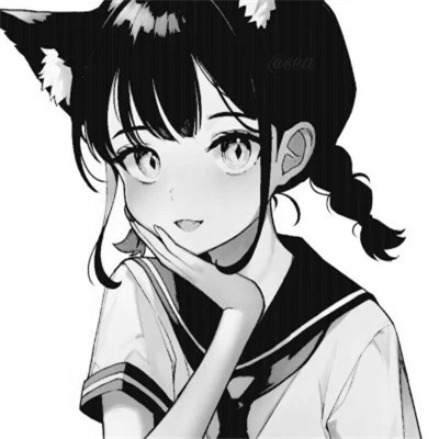 可爱超萌头像动漫女生黑白图片