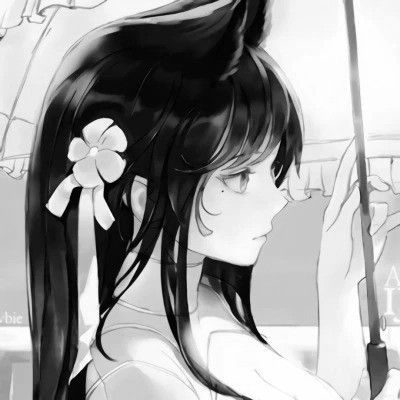 可爱超萌头像动漫女生黑白图片