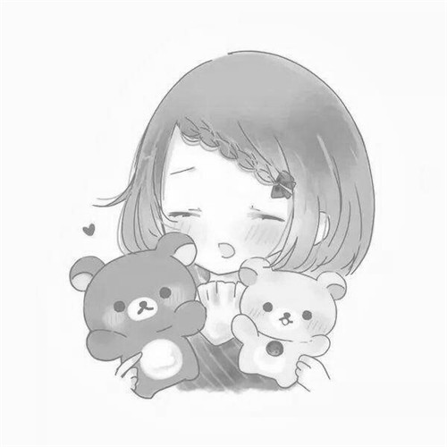 二人闺蜜女生黑白动漫头像图片