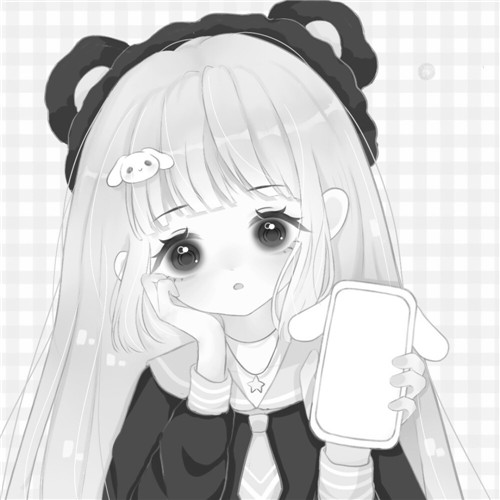 二人闺蜜女生黑白动漫头像图片