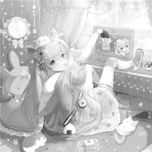 二人闺蜜女生黑白动漫头像图片