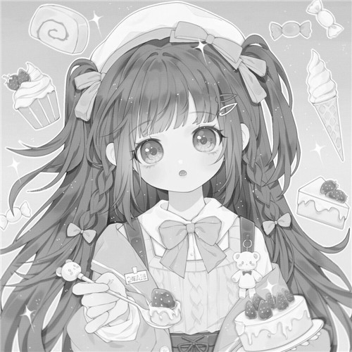 二人闺蜜女生黑白动漫头像图片
