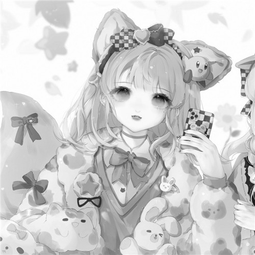 二人闺蜜女生黑白动漫头像图片